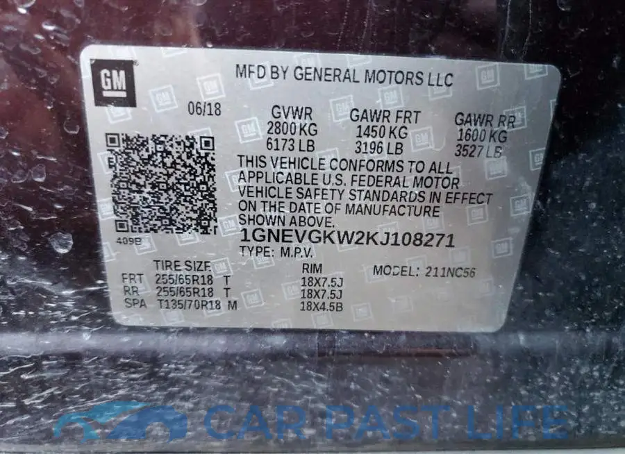 1GNEVGKW2KJ108271# 12