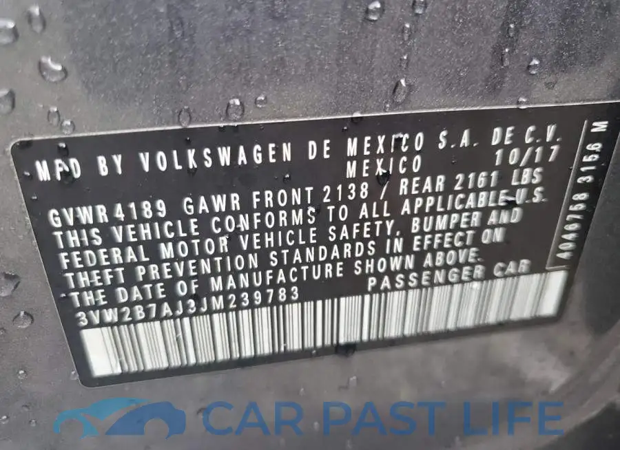 3VW2B7AJ3JM239783# 12