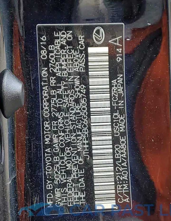 JTHHP5BC6G5005749# 12