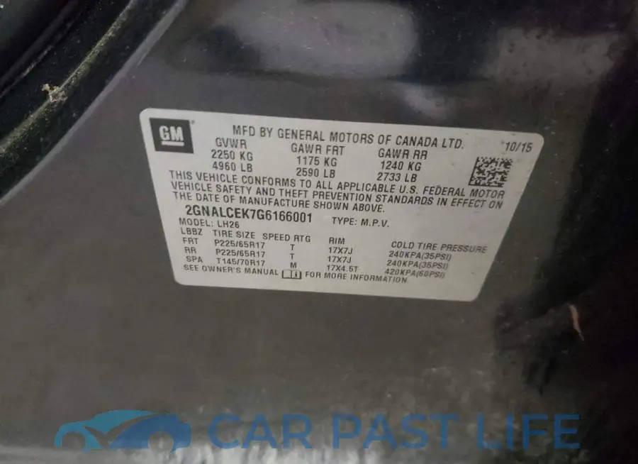 2GNALCEK7G6166001# 13