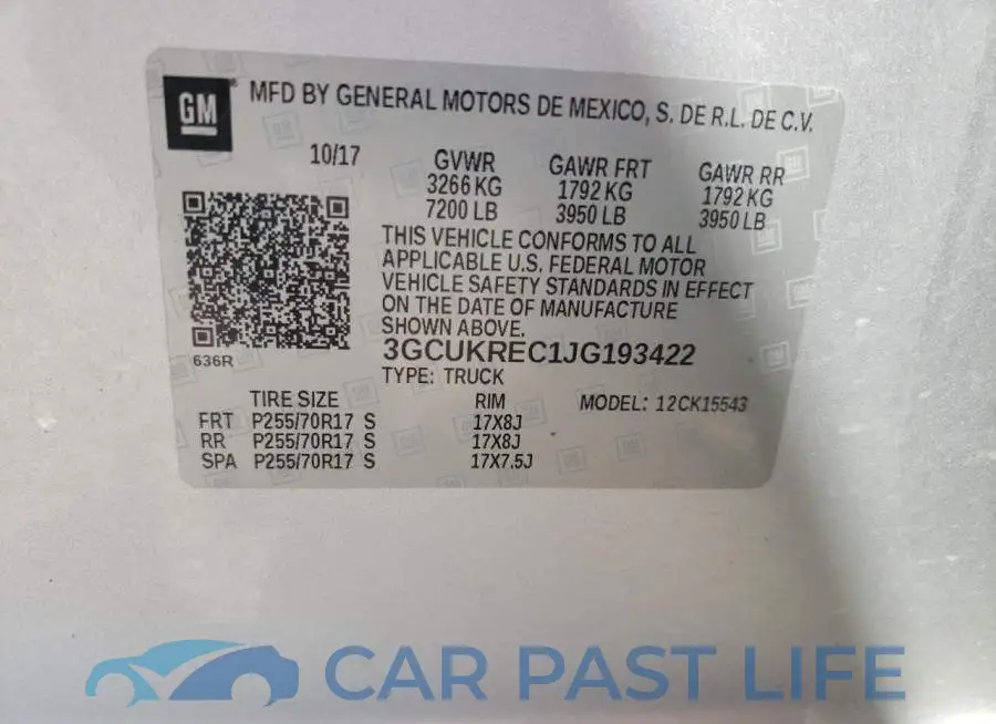 3GCUKREC1JG193422# 12