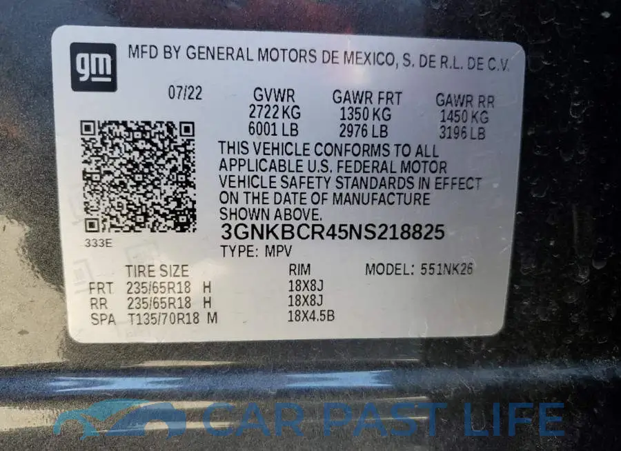3GNKBCR45NS218825# 13