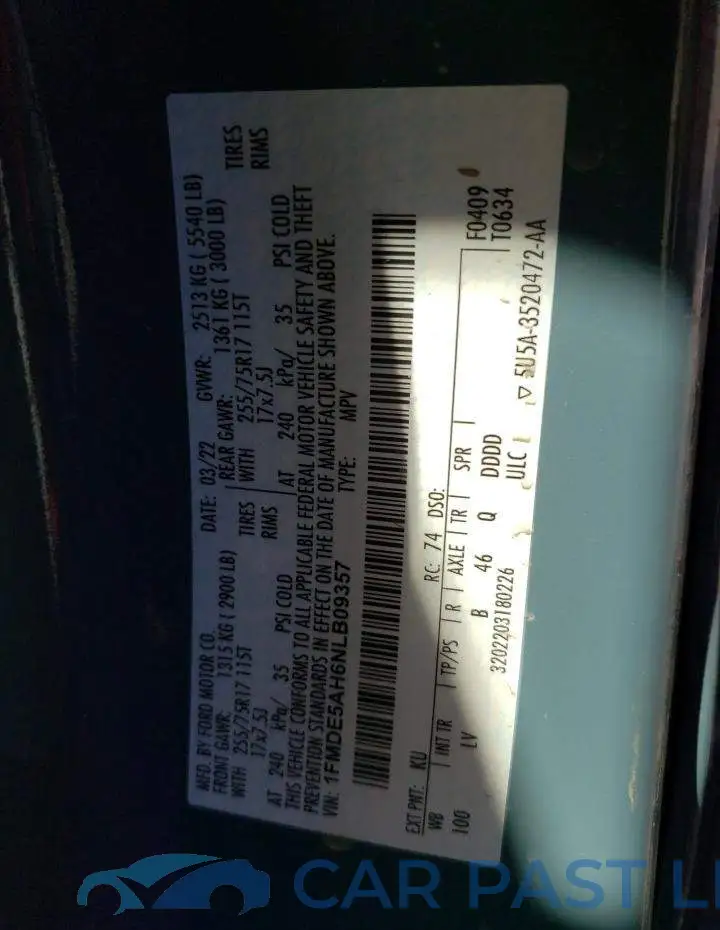 1FMDE5AH6NLB09357# 13