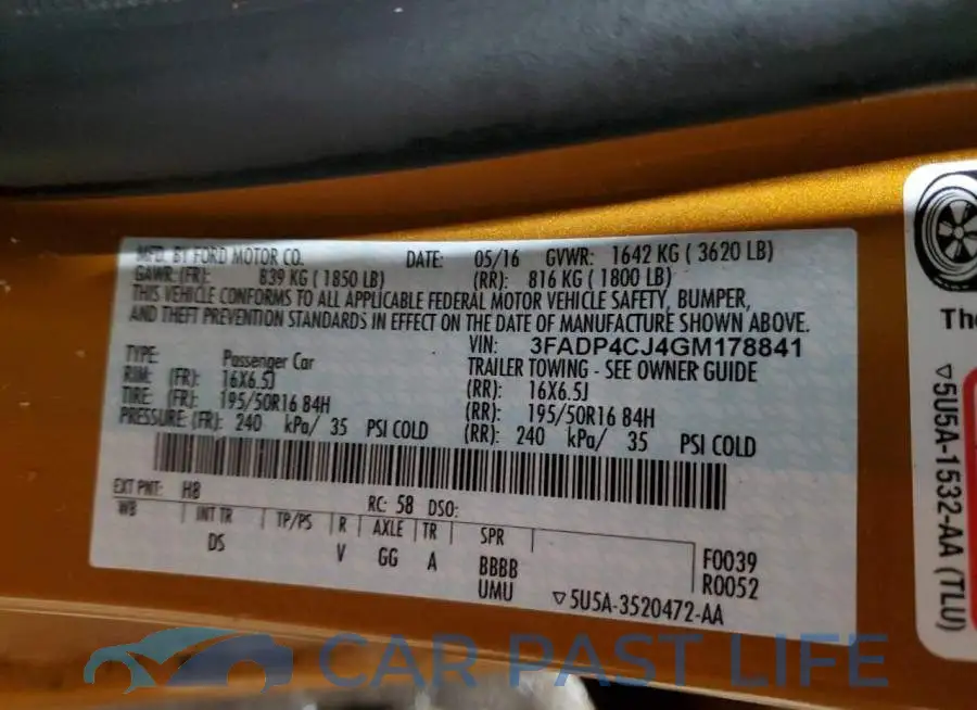 3FADP4CJ4GM178841# 12
