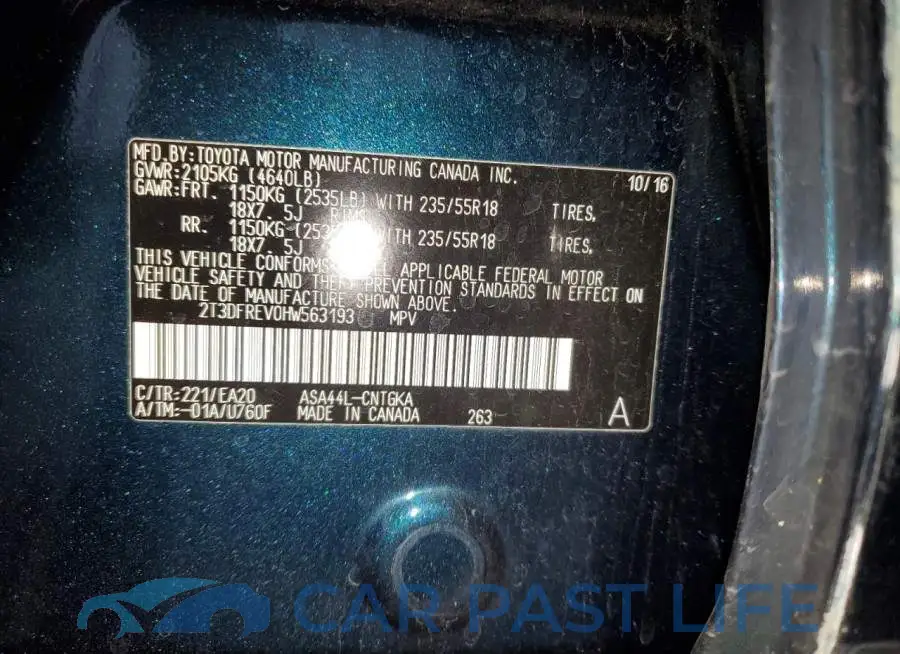 2T3DFREV0HW563193# 13