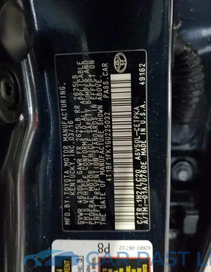 4T1BF1FK1GU225032# 12