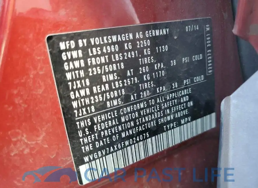 WVGBV7AX6FW024075# 13