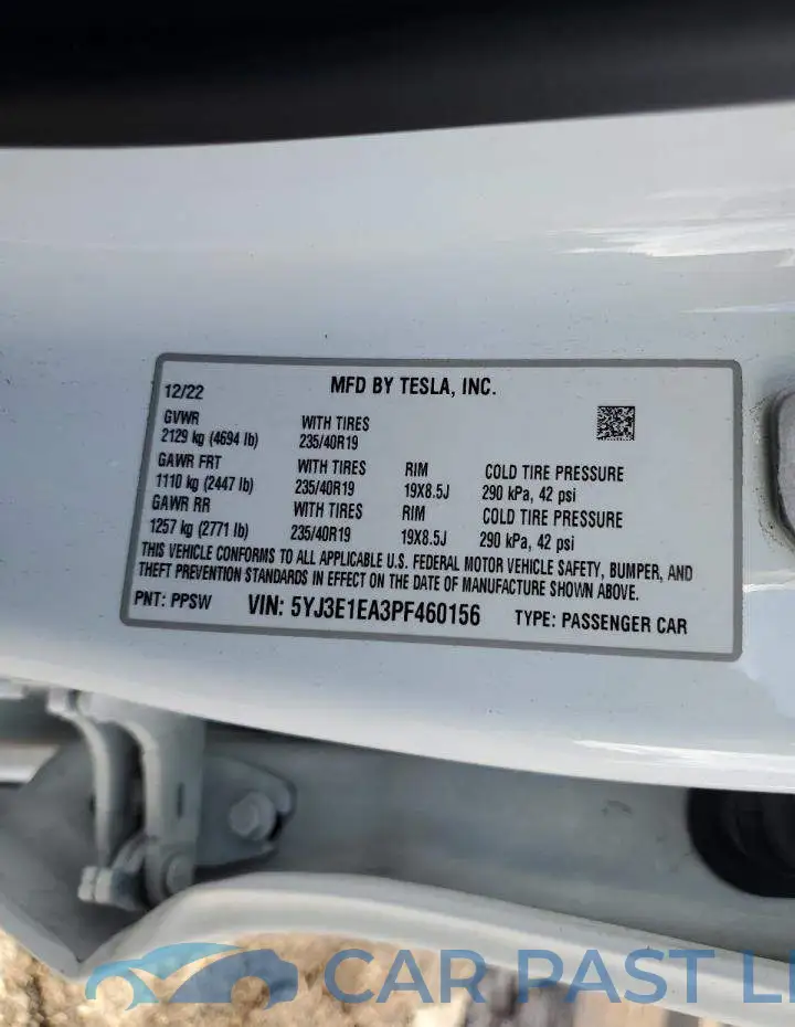 5YJ3E1EA3PF460156# 12