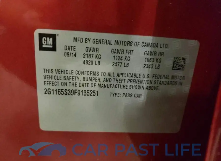 2G1165S39F9135251# 12