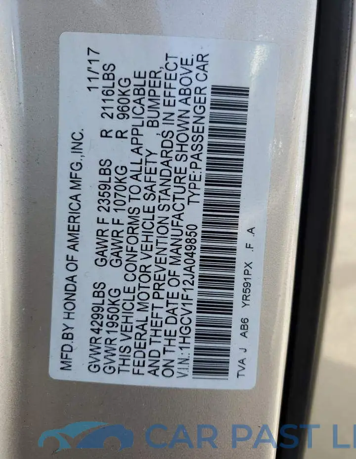 1HGCV1F12JA049850# 12