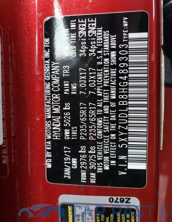5XYZUDLB8HG489303# 13