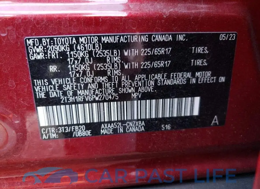 2T3H1RFV6PW270475# 12