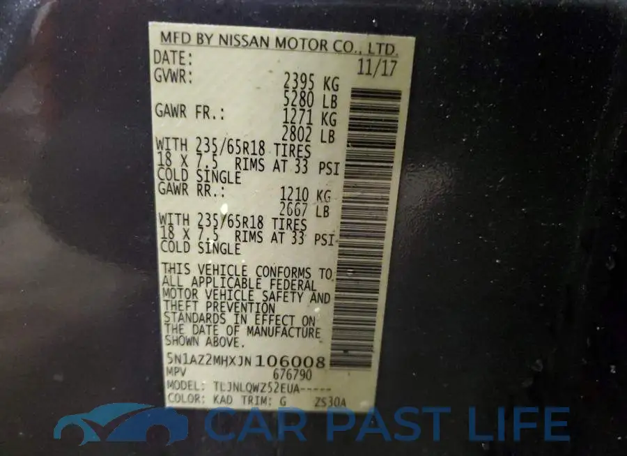 5N1AZ2MHXJN106008# 12
