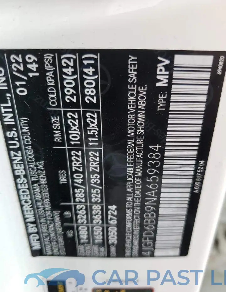 4JGFD6BB9NA659384# 12