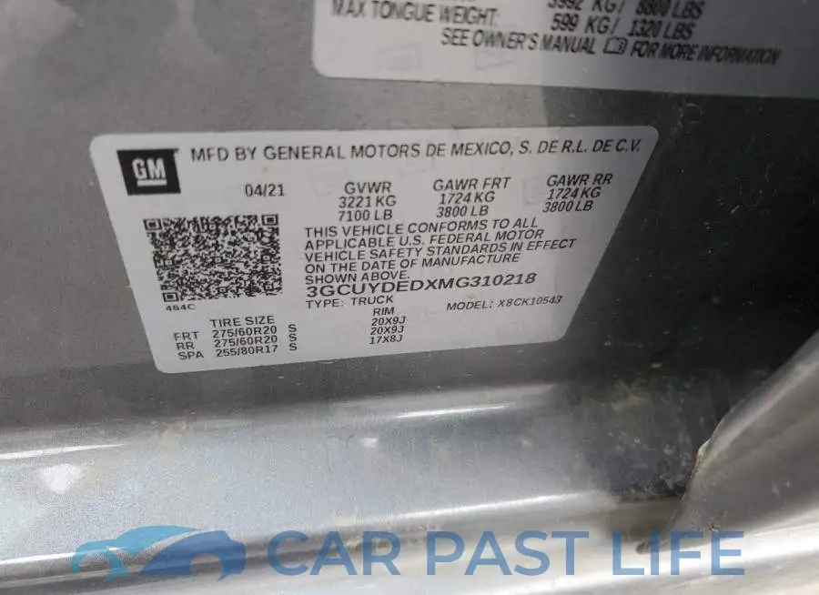 3GCUYDEDXMG310218# 12