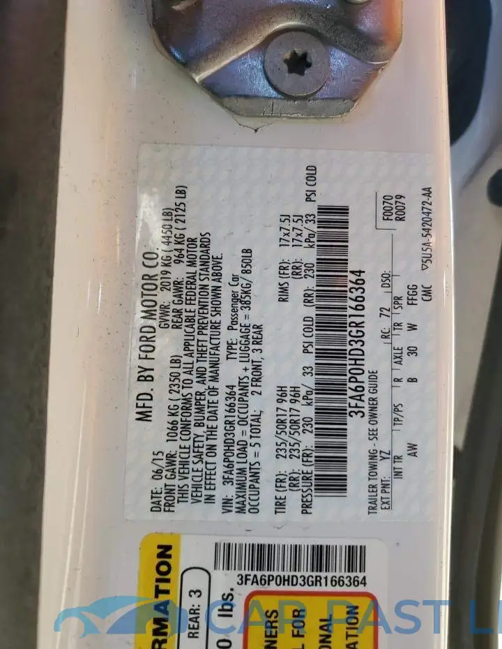 3FA6P0HD3GR166364# 12