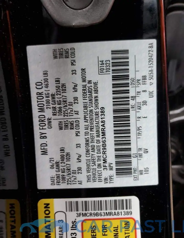 3FMCR9B63MRA81389# 12