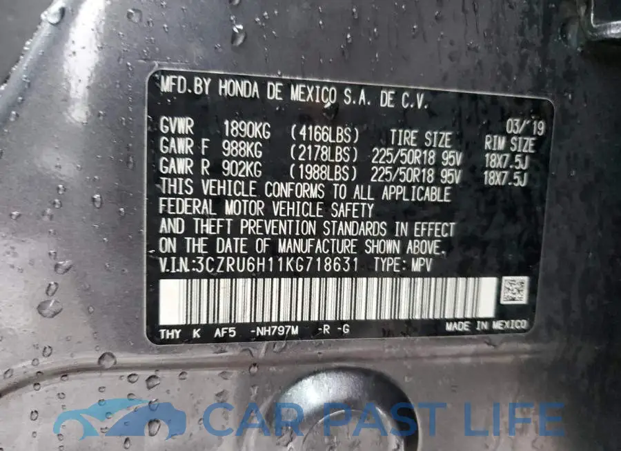 3CZRU6H11KG718631# 10