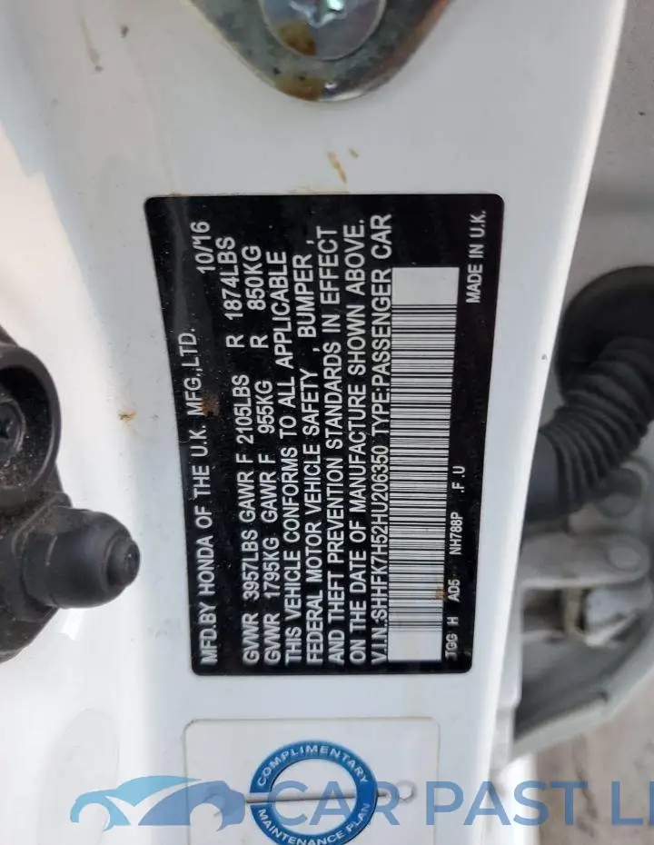 SHHFK7H52HU206350# 12