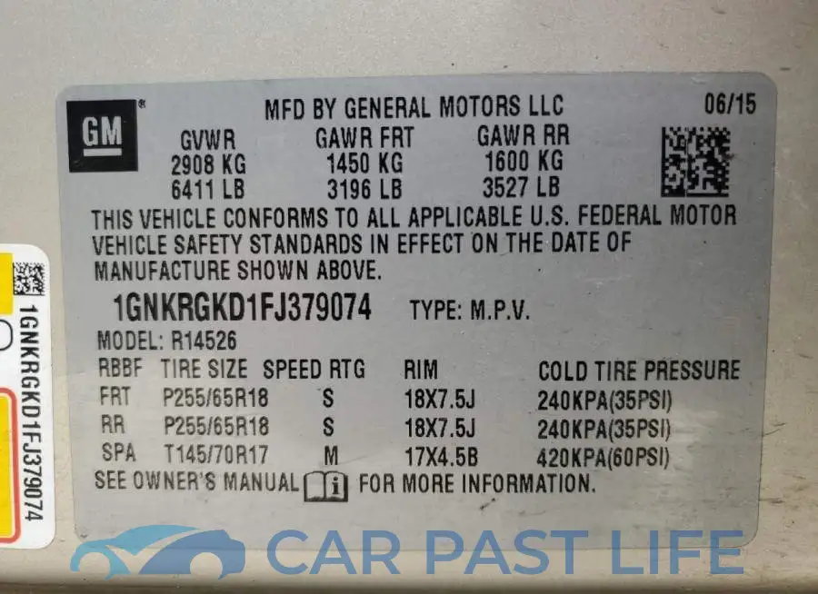 1GNKRGKD1FJ379074# 13