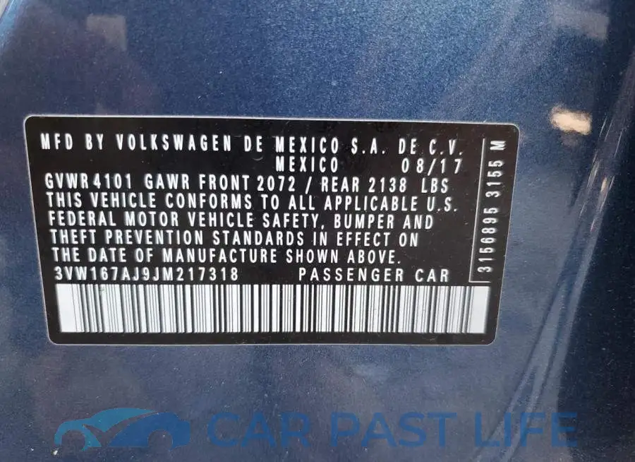 3VW167AJ9JM217318# 12
