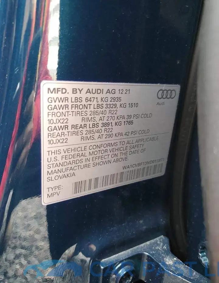 WA1CVBF13ND011871# 13