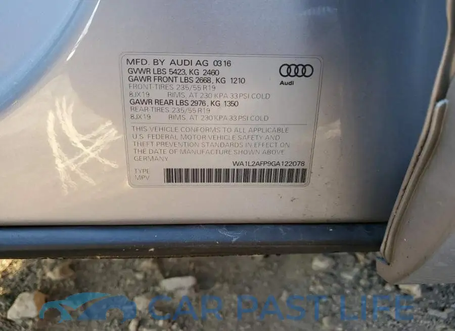 WA1L2AFP9GA122078# 12