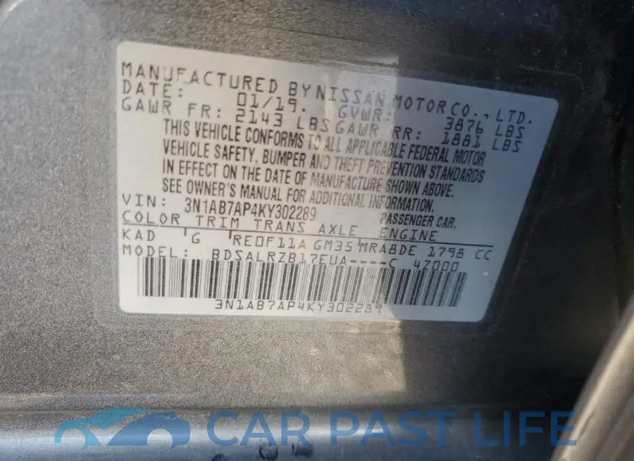 3N1AB7AP4KY302289# 12