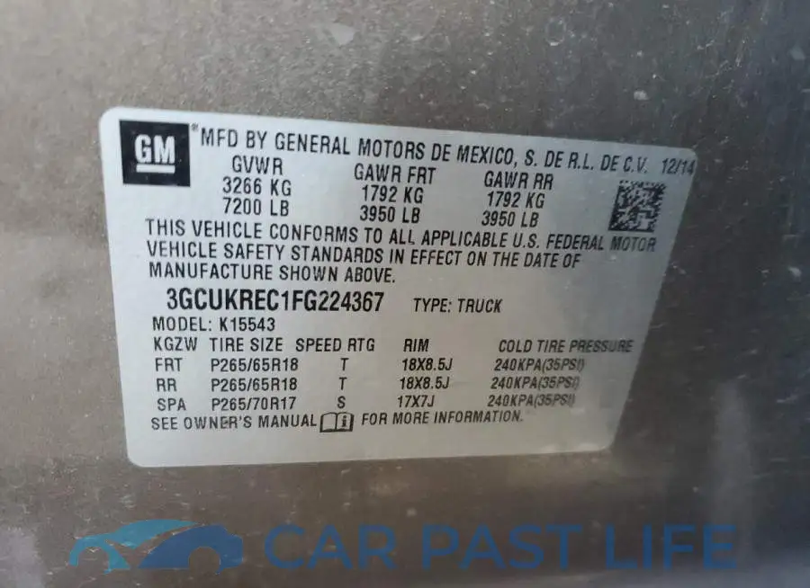 3GCUKREC1FG224367# 12