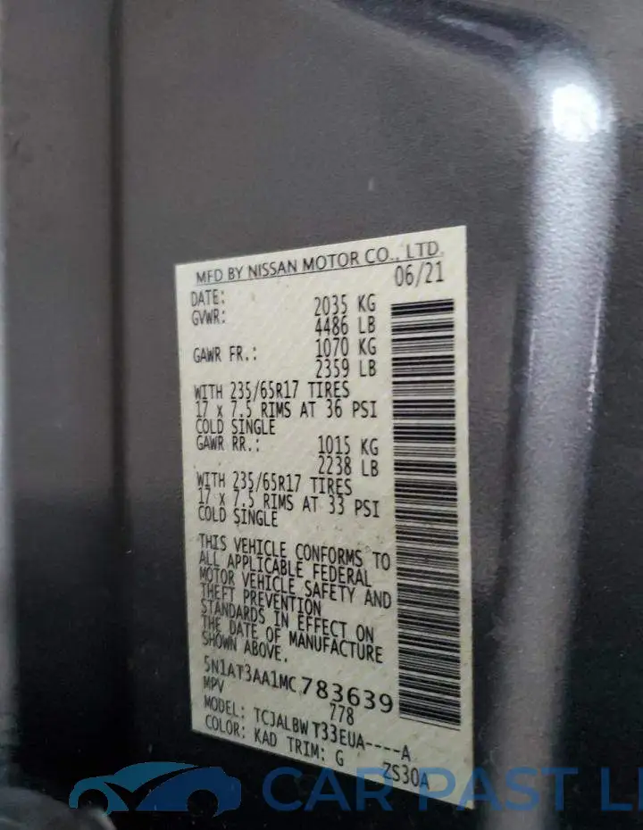 5N1AT3AA1MC783639# 13