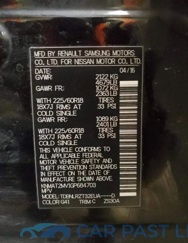 KNMAT2MV1GP684703# 12
