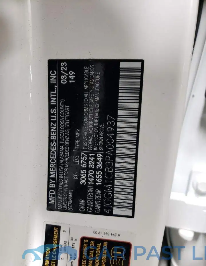 4JGGM1CB3PA004937# 12