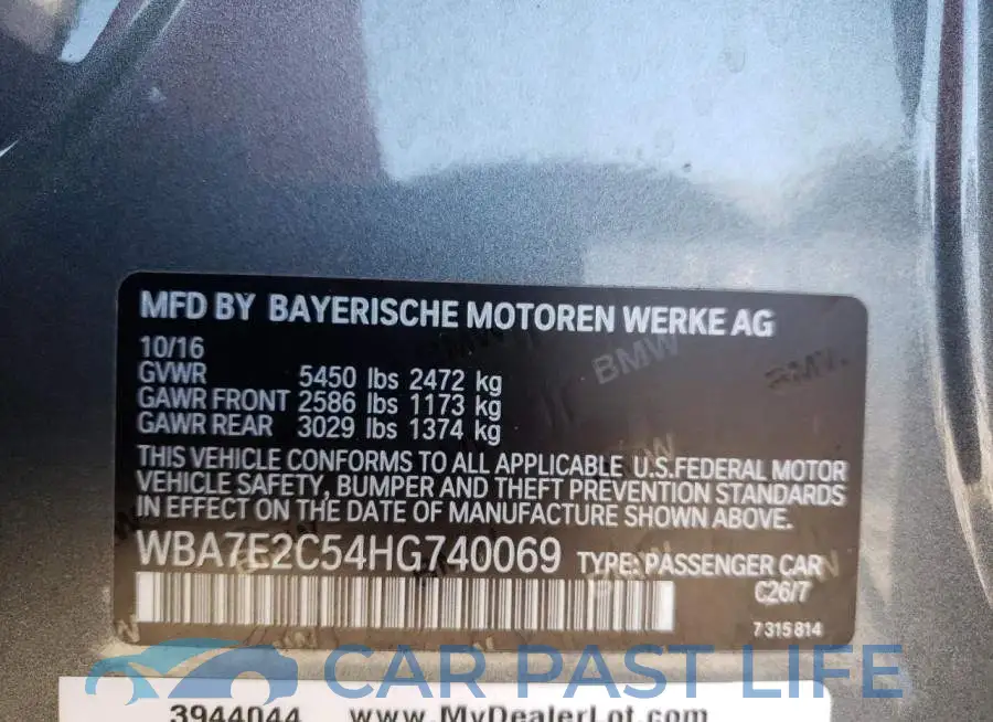WBA7E2C54HG740069# 13
