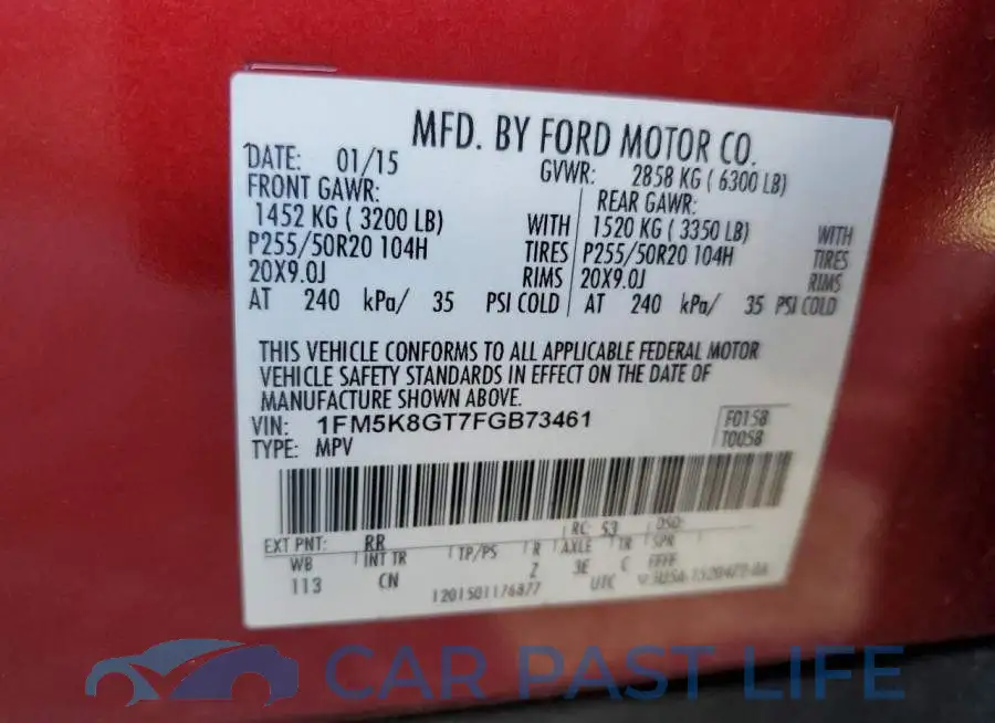 1FM5K8GT7FGB73461# 12