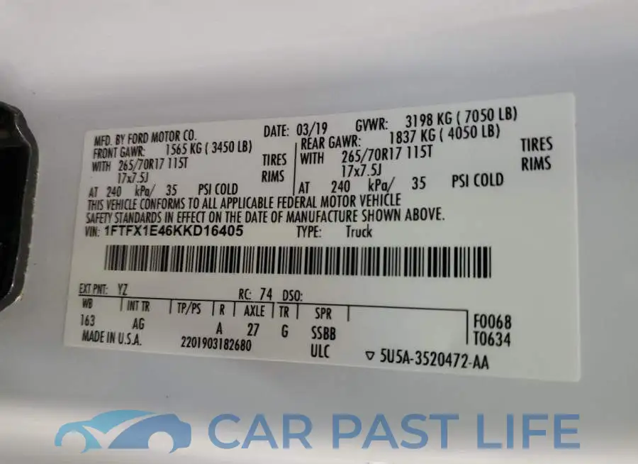 1FTFX1E46KKD16405# 12
