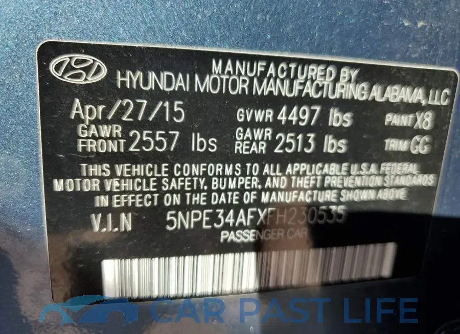 5NPE34AFXFH230535# 12