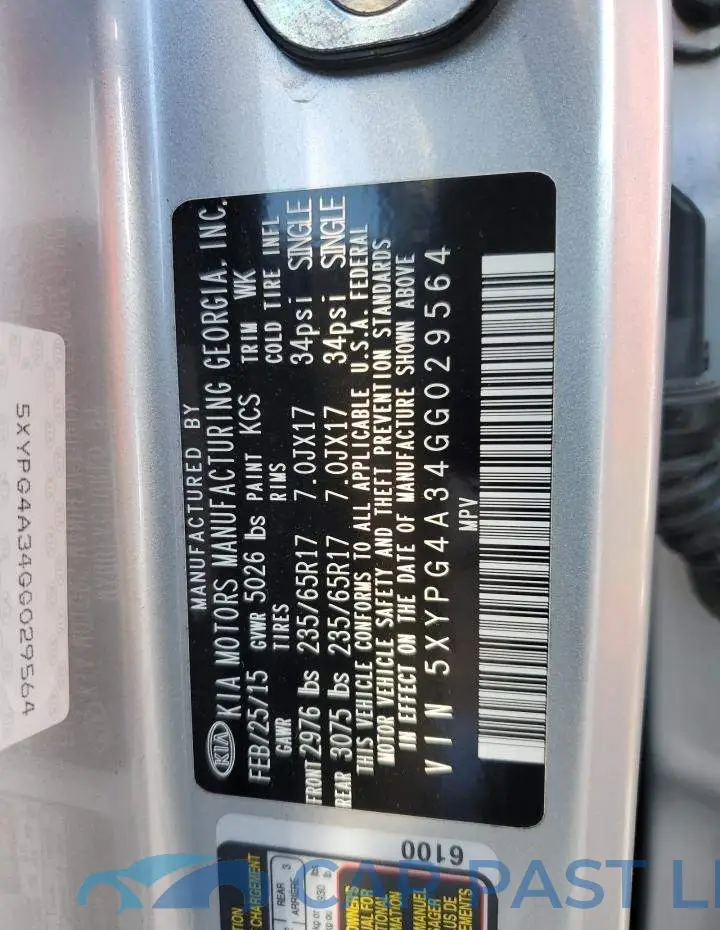 5XYPG4A34GG029564# 13
