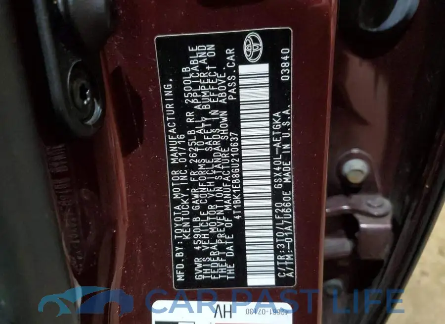 4T1BK1EB8GU210637# 12