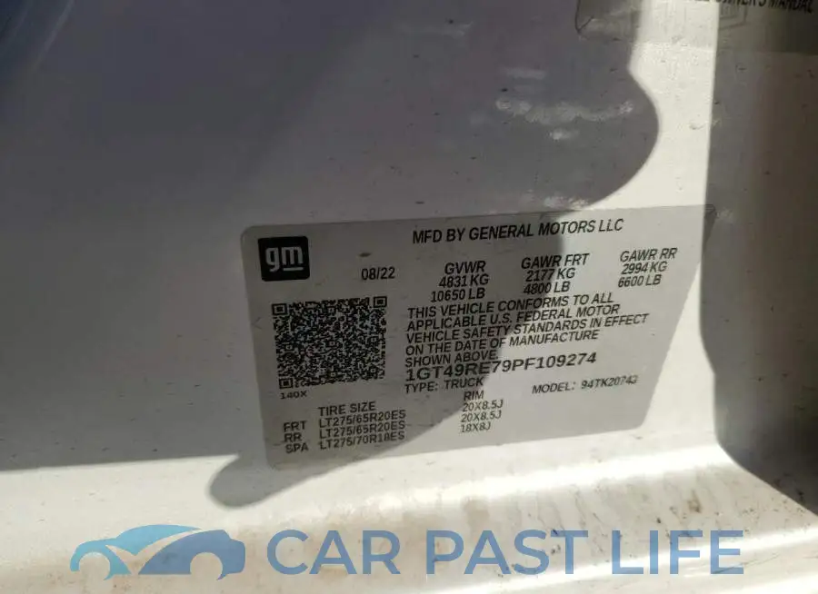 1GT49RE79PF109274# 12