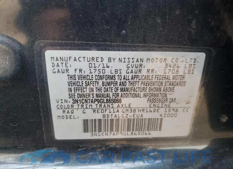 3N1CN7AP9GL865066# 12