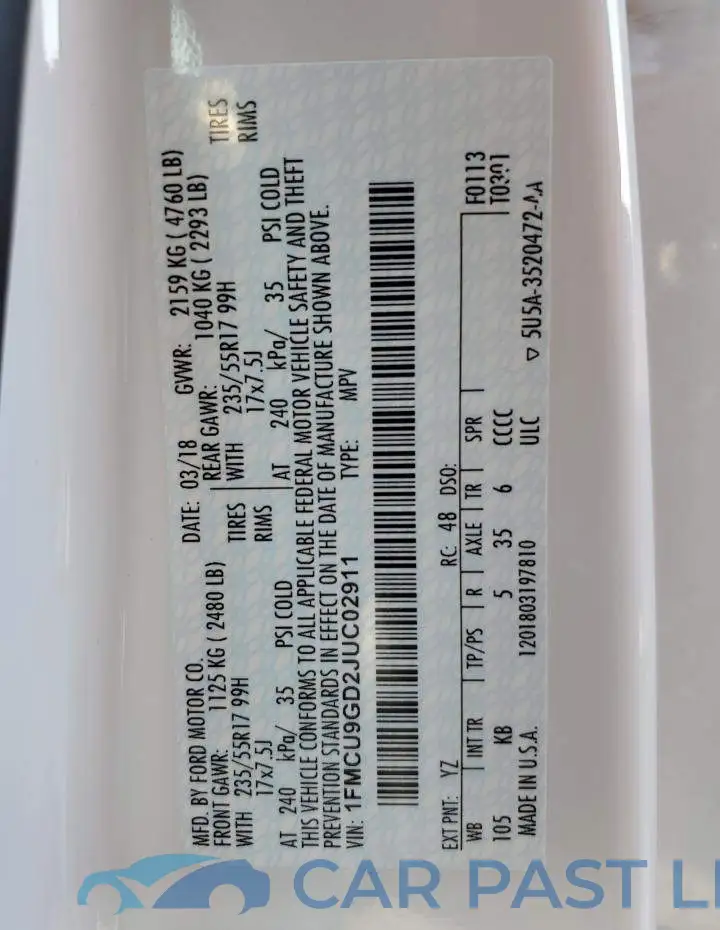 1FMCU9GD2JUC02911# 14