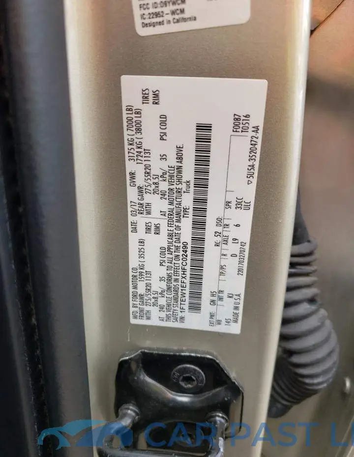1FTEW1EFXHFC02490# 12