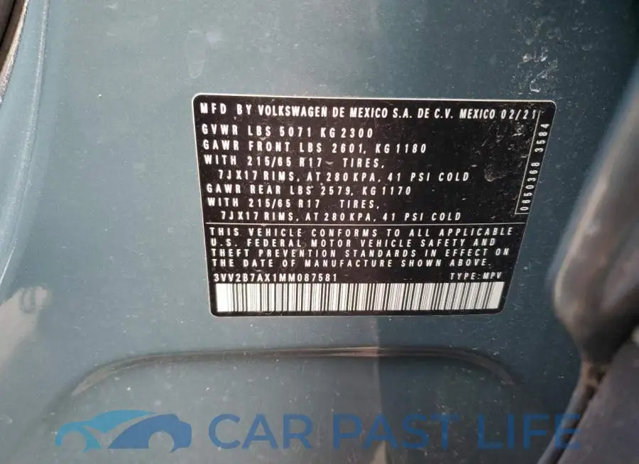 3VV2B7AX1MM087581# 12