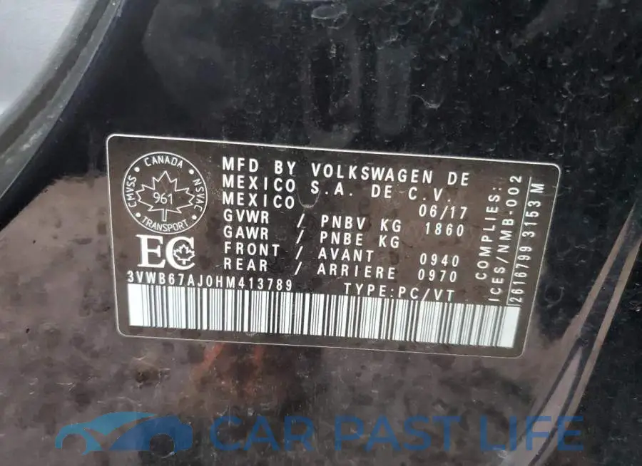 3VWB67AJ0HM413789# 12