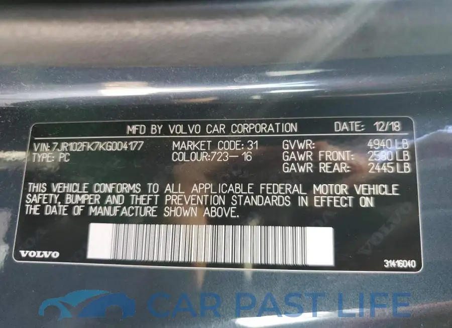 7JR102FK7KG004177# 12