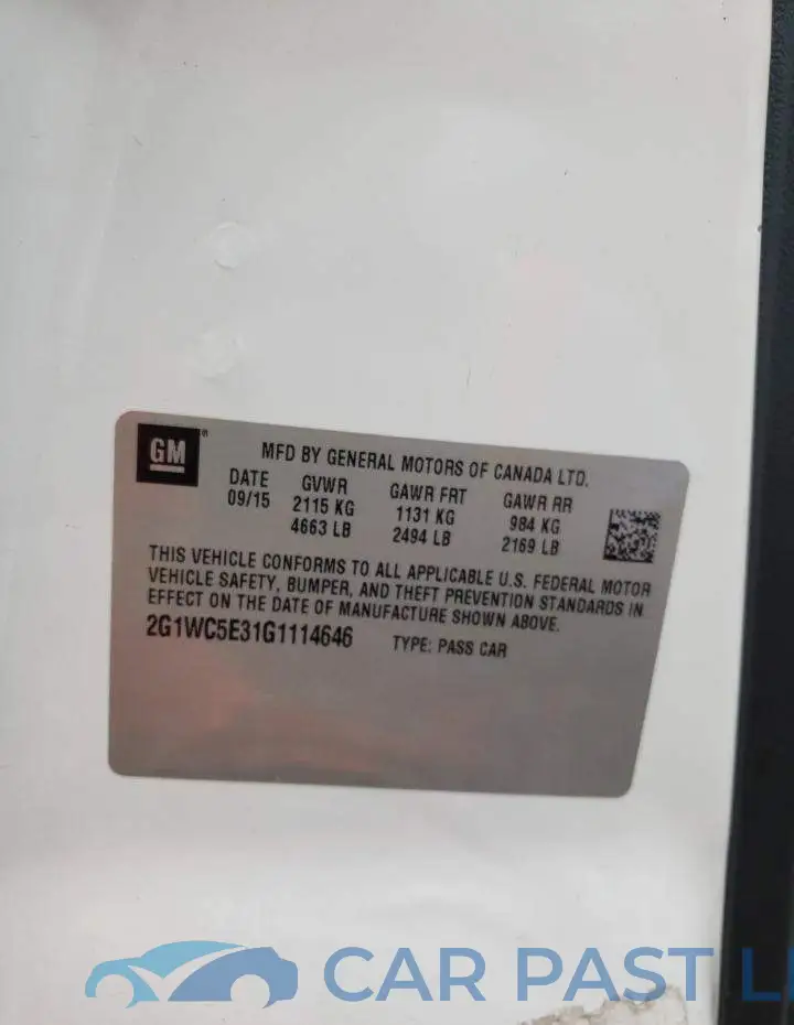 2G1WC5E31G1114646# 12