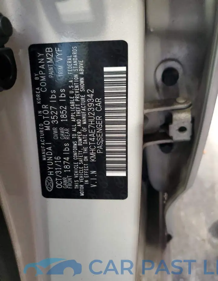 KMHCT4AE7HU239342# 12
