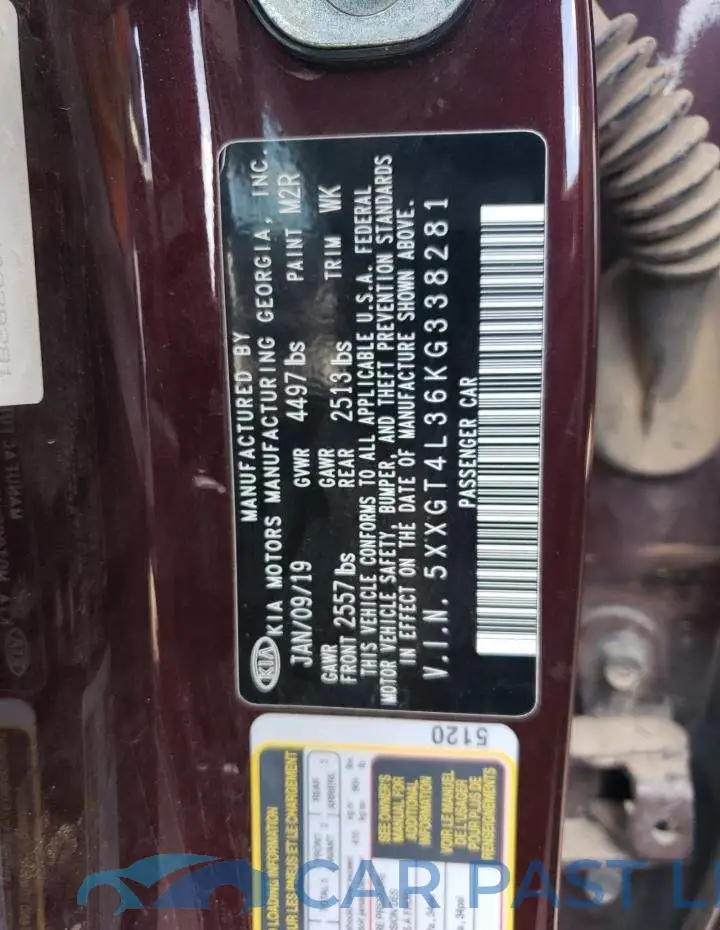 5XXGT4L36KG338281# 12