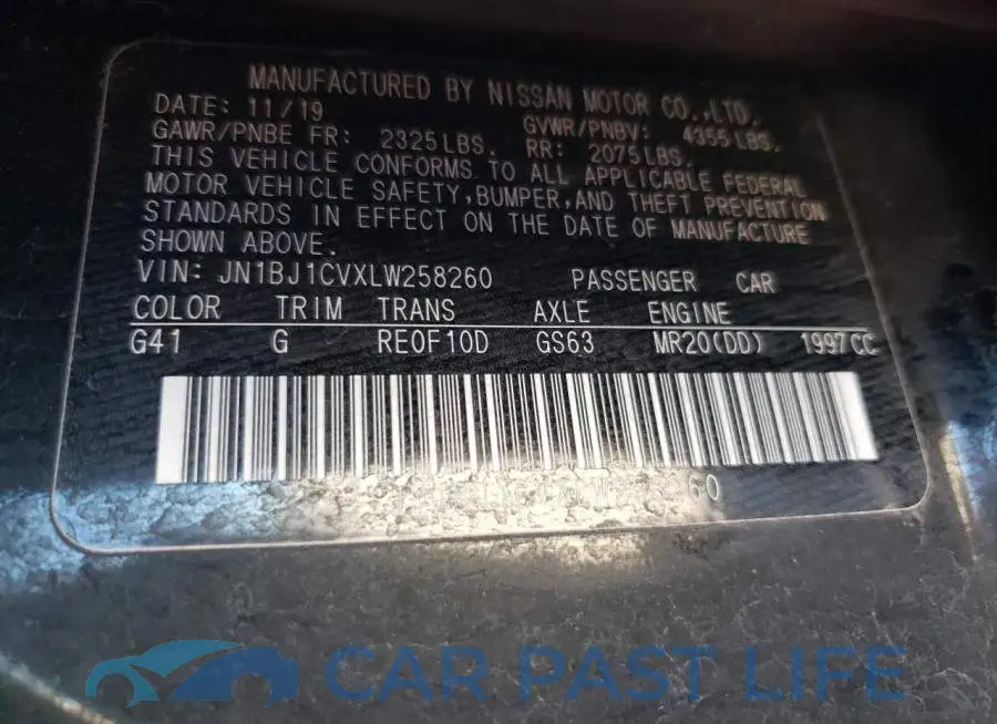 JN1BJ1CVXLW258260# 13