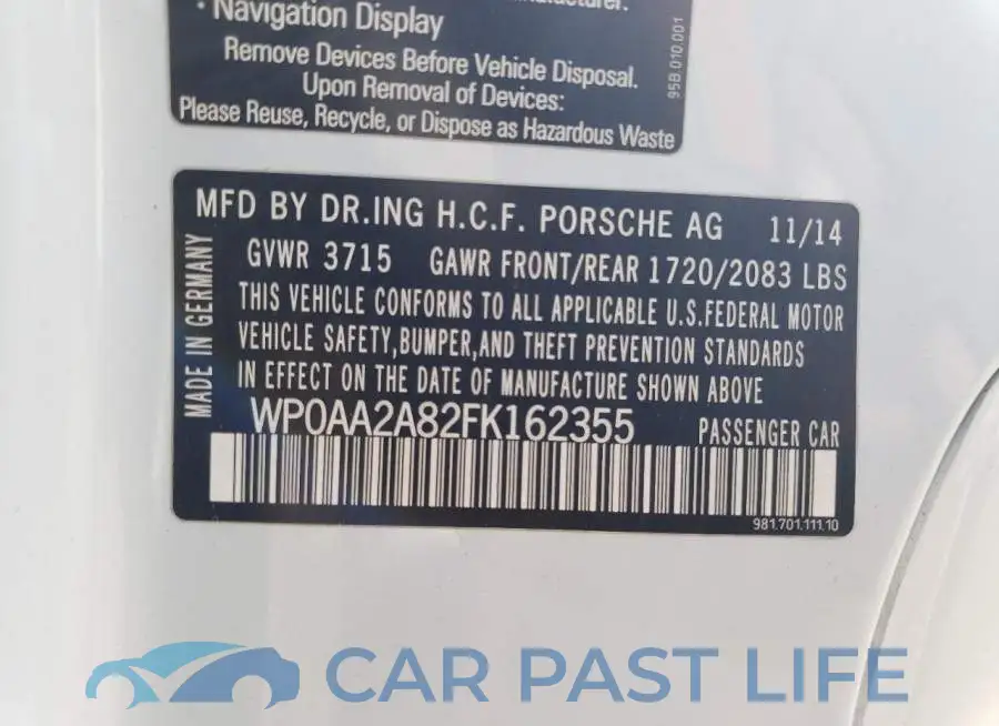 WP0AA2A82FK162355# 12